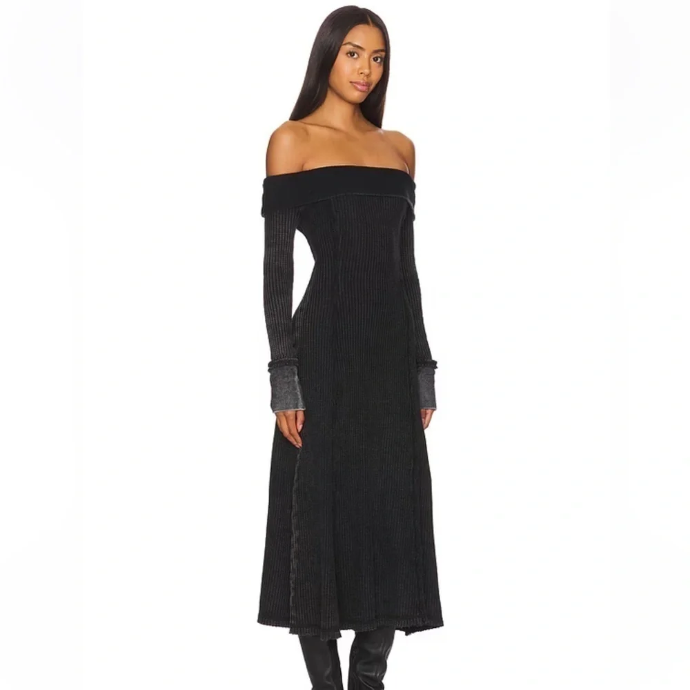 Monty Midi Dress in Washed Black Free People